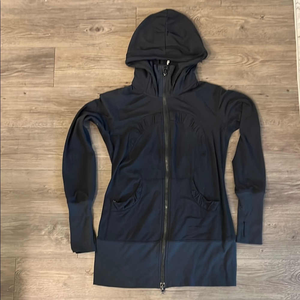 Lululemon Black Hooded Scuba Jacket Slim Fit (estimated medium)